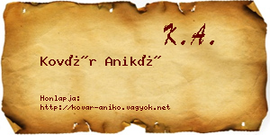 Kovár Anikó névjegykártya